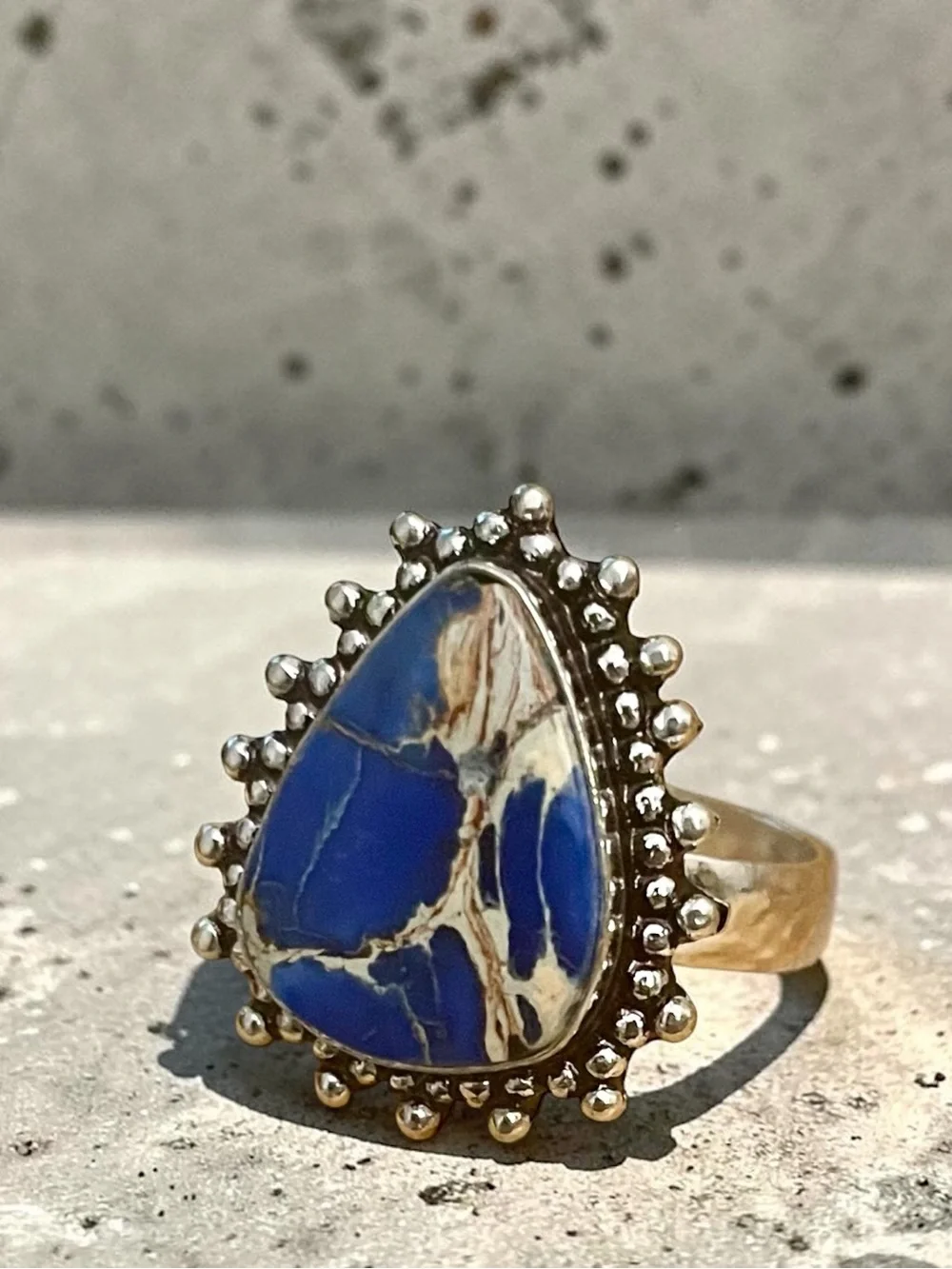 Blue Sea Sediment Jasper Gemstone Ring Size 11